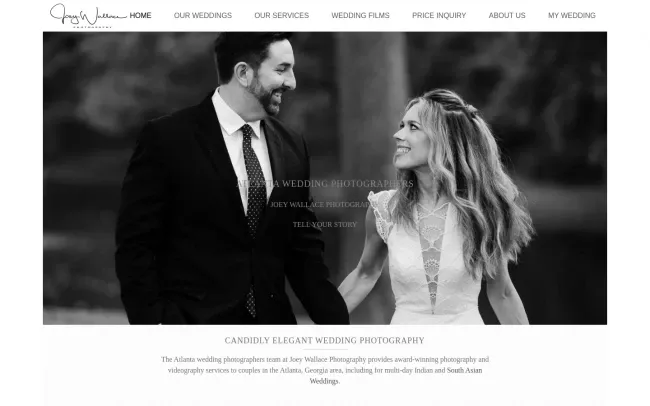 Screenshot of the Atlanta Wedding Photography by Joey Wallace Photography Website