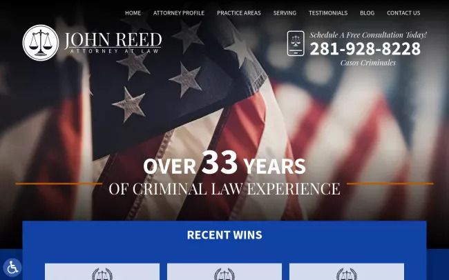 Screenshot of the John Reed, Attorney at Law Website