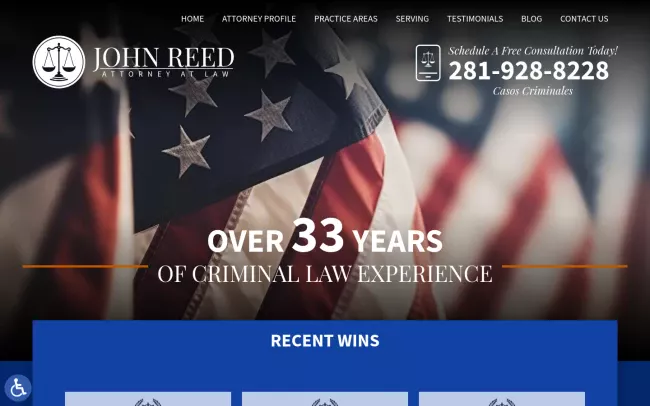 Screenshot of the John Reed, Attorney at Law Website