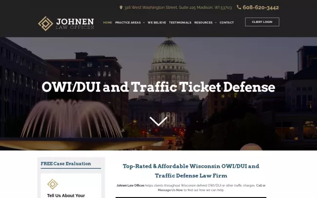 Screenshot of the Johnen & Holevoet Law Offices Website