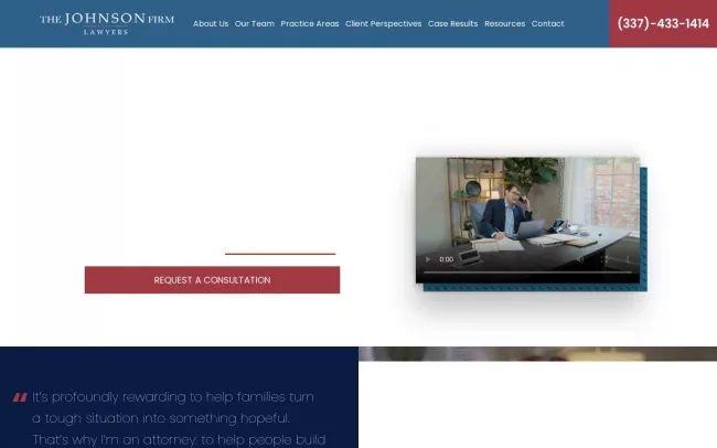 Screenshot of the The Johnson Firm - Lake Charles Attorneys Website