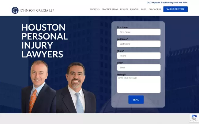 Screenshot of the Johnson Garcia LLP Website