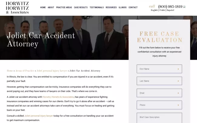 Screenshot of the Horwitz, Horwitz and Associates, Ltd. Website