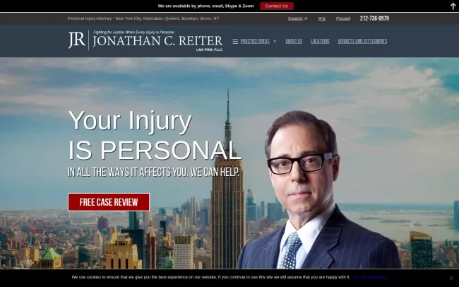Screenshot of the Jonathan C. Reiter Law Firm, PLLC. Website