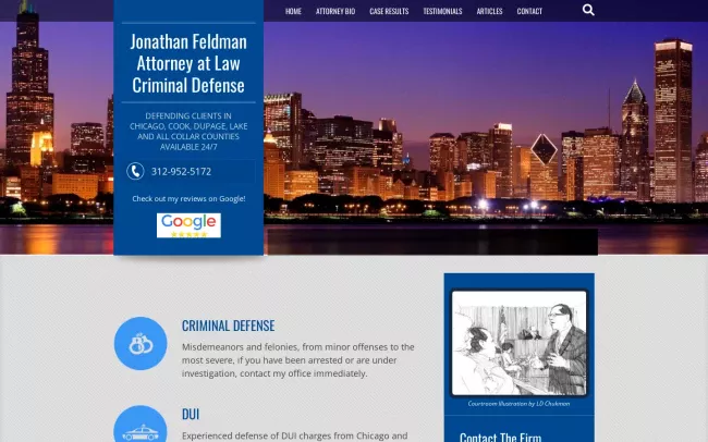 Screenshot of the The Law Office of Jonathan Feldman Website