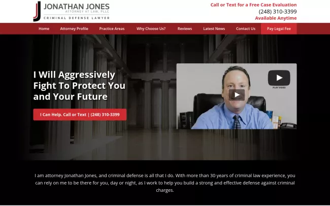Screenshot of the Jonathan Jones, Attorney at Law, PLLC Website