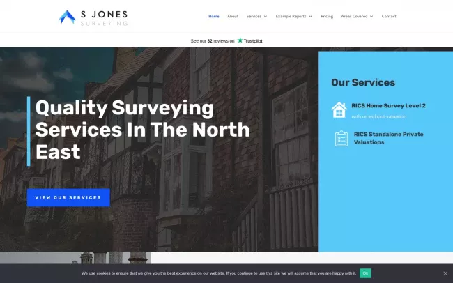 Screenshot of the S Jones Surveying Website