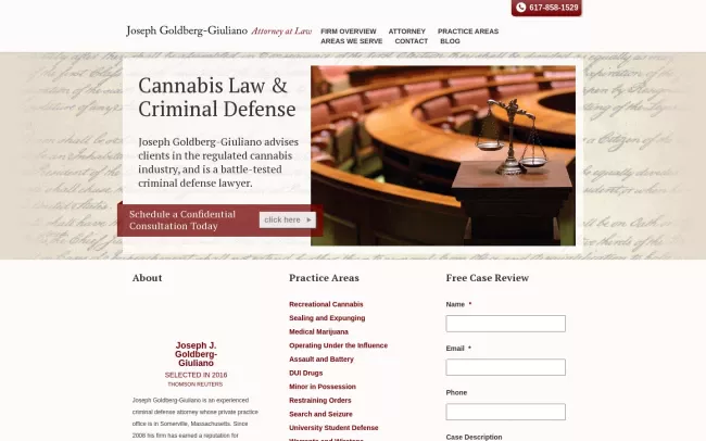 Screenshot of the Joseph J. Goldberg-Giuliano, Attorney at Law Website