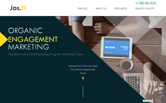 Screenshot of the Joseph Studios Website