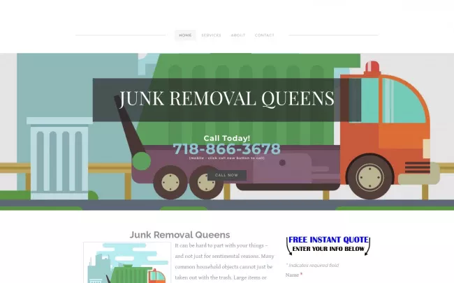 Screenshot of the Junk Removal Queens Website