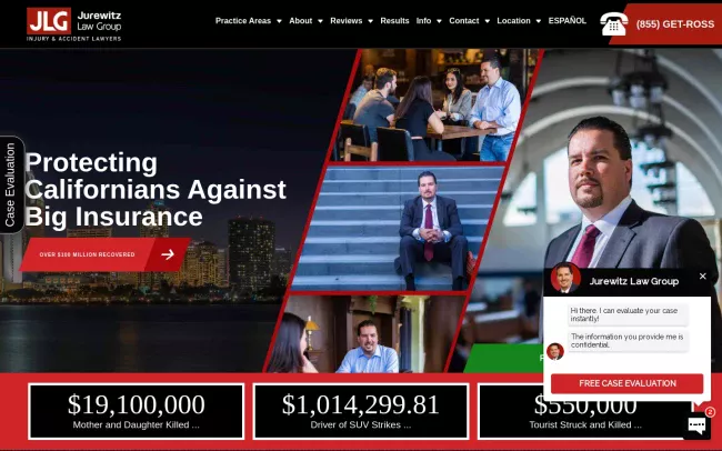Screenshot of the Jurewitz Law Group Injury & Accident Lawyers Website