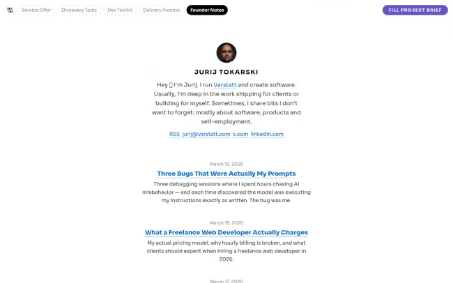 Screenshot of the Jurij Tokarski Blog