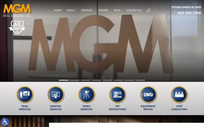 Screenshot of the Jury & Trial Consultants Website