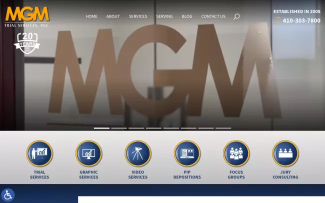 Screenshot of the Jury & Trial Consultants Website