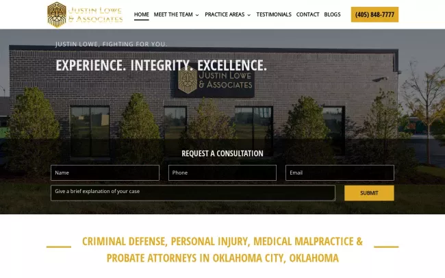 Screenshot of the Justin Lowe & Associates Website