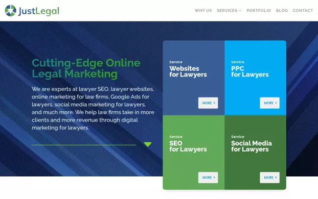 Screenshot of the JustLegal Marketing, LLC Website