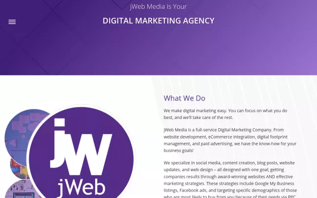 Screenshot of the jWeb Media Website