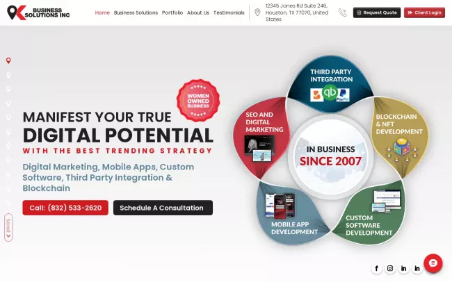 Screenshot of the K Business Solutions Inc Website