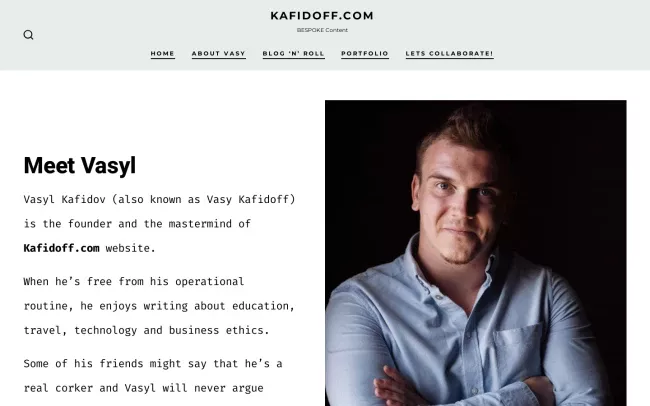 Screenshot of the Kafidoff.com Blog