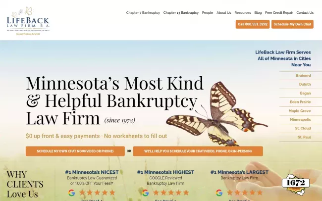 Screenshot of the LifeBack Law Firm, P.A. Website