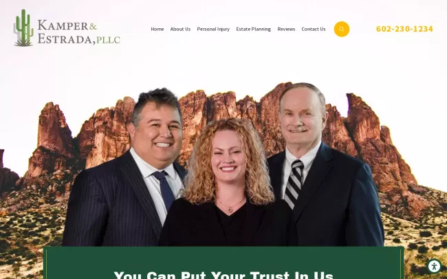 Screenshot of the Kamper & Estrada, PLLC Website