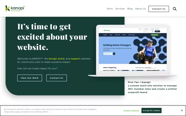 Screenshot of the Kanopi Studios Website