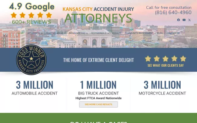 Screenshot of the Kansas City Accident Injury Attorneys Website