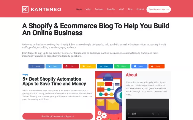Screenshot of the Kanteneo Blog