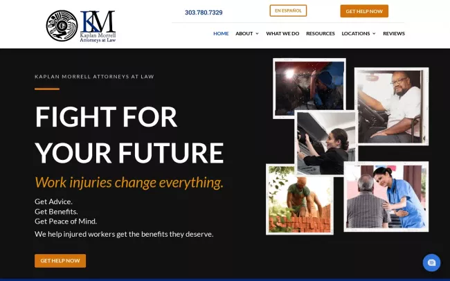 Screenshot of the Kaplan Morrell Workers' Compensation Attorneys Website