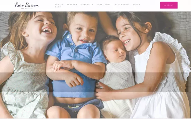 Screenshot of the Kara Pearson Photography Website