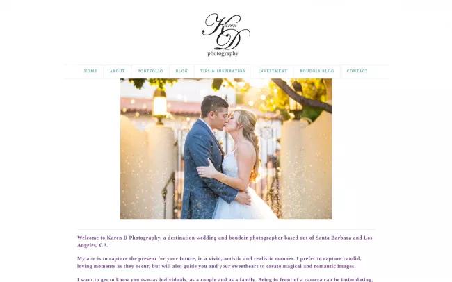 Screenshot of the Karen D Photography Website