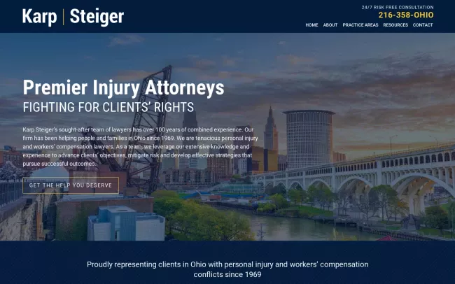Screenshot of the Karp Steiger Website