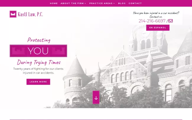 Screenshot of the Kastl Law, P.C. Website