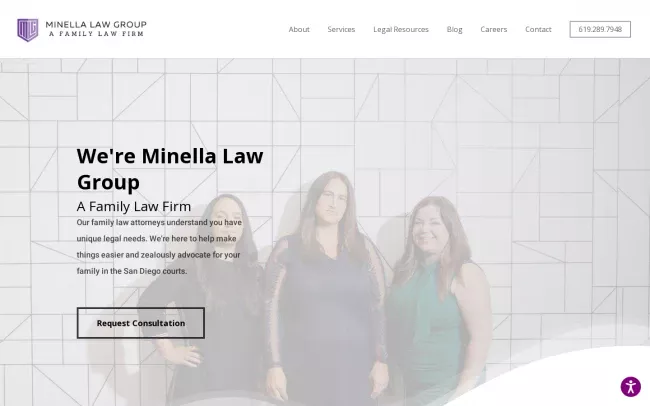Screenshot of the Minella Law Group, APC Website