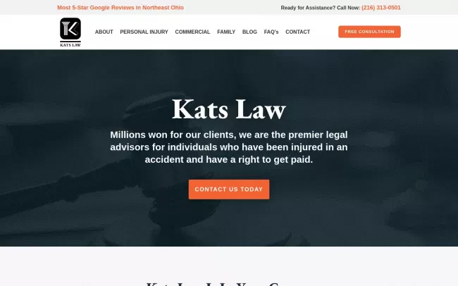 Screenshot of the Kats Law LLC Website