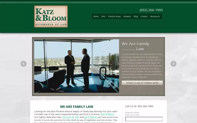 Screenshot of the Katz & Bloom: Jay R. Bloom Website