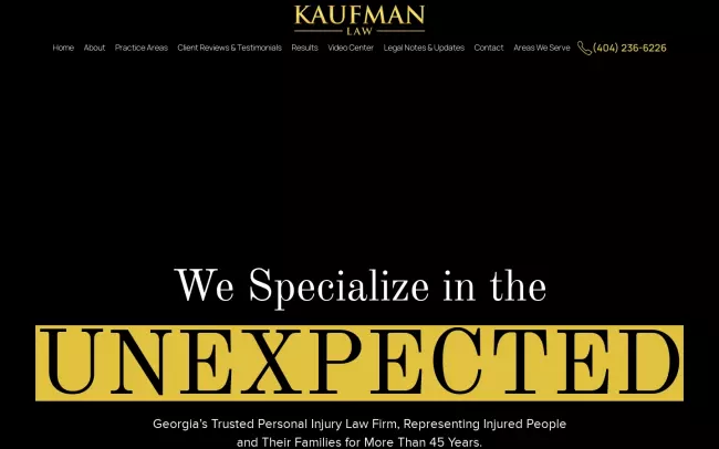 Screenshot of the Kaufman Injury Law Website