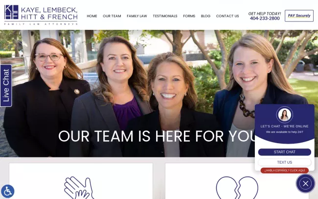 Screenshot of the Kaye, Lembeck, Hitt & French Family Law Website