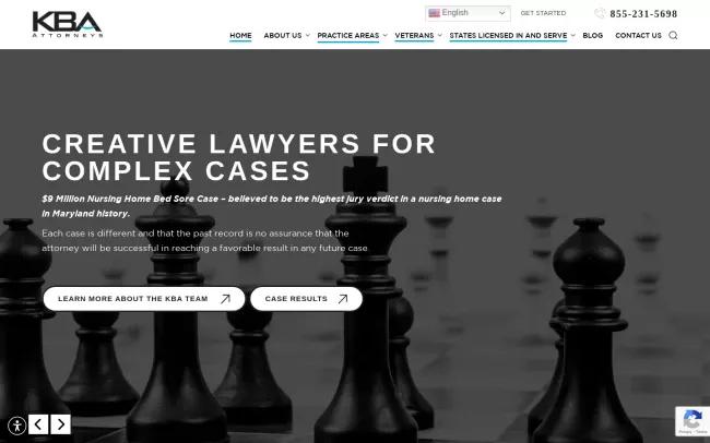 Screenshot of the KBA Attorneys Website