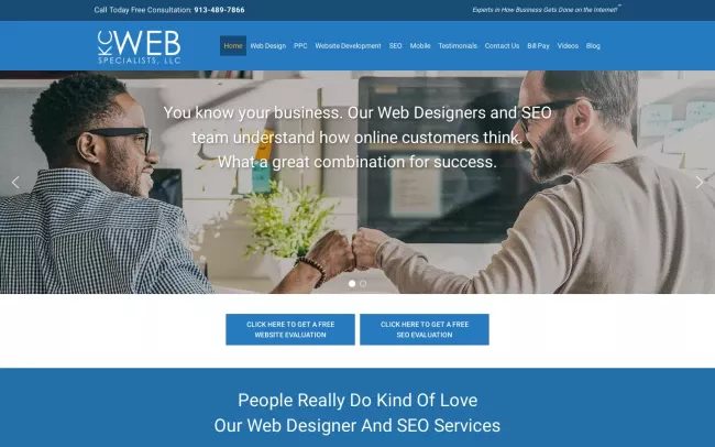 Screenshot of the KC Web Specialists, LLC. Website
