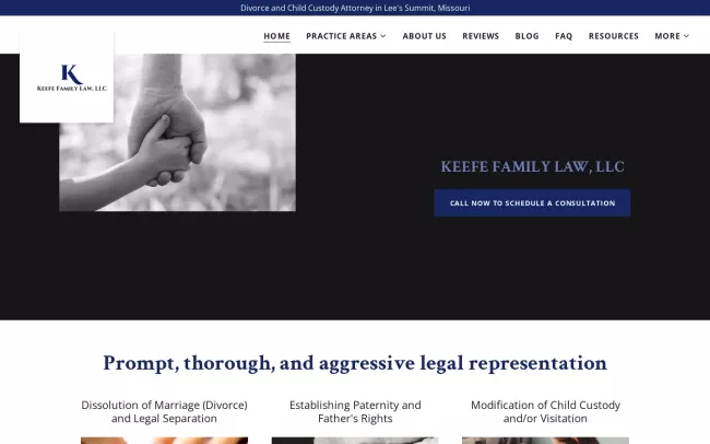 Screenshot of the Keefe Family Law, LLC Website