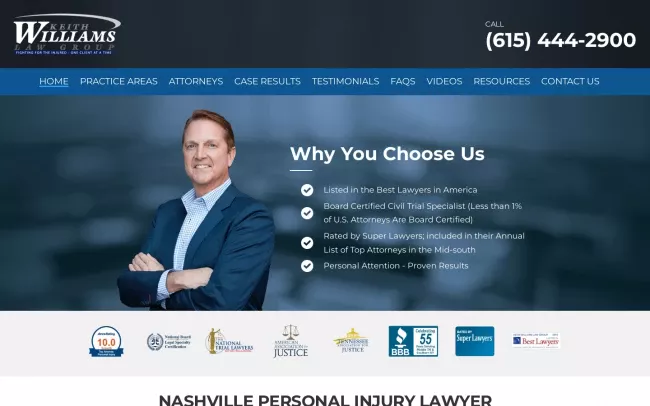 Screenshot of the Keith Williams Law Group Website