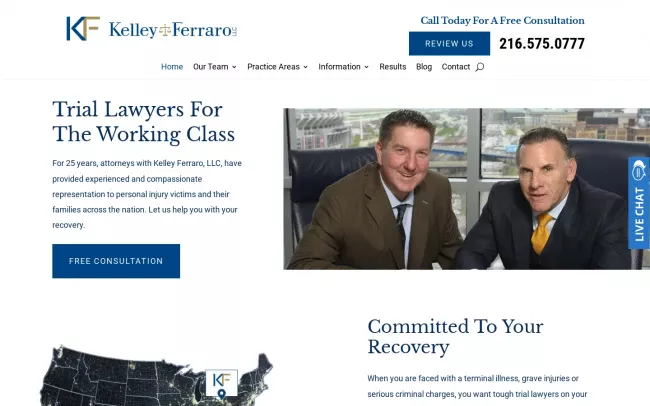 Screenshot of the Kelley Ferraro, LLC Website