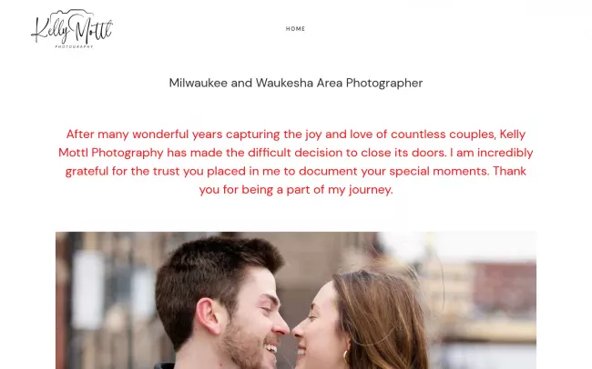 Screenshot of the Kelly Mottl Photography Website