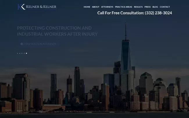 Screenshot of the Kelner & Kelner Esqs Website