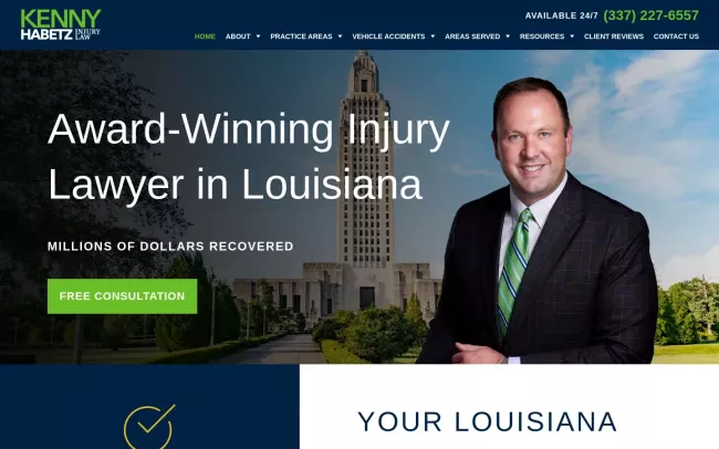 Screenshot of the Kenny Habetz Injury Law Website
