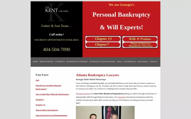 Screenshot of the The Kent Law Firm Website