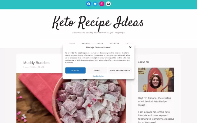 Screenshot of the Keto Recipe Ideas Blog