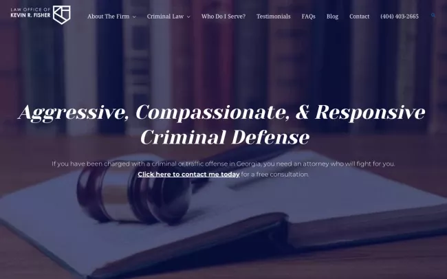 Screenshot of the Law Office of Kevin R. Fisher Website