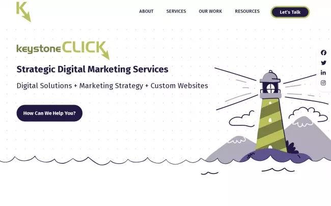 Screenshot of the Keystone Click Website